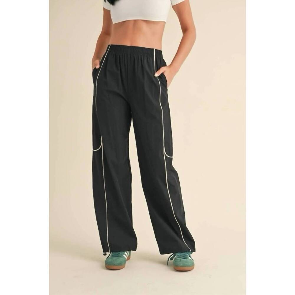 NEW KIMBERLY C contrast piping track pants in black